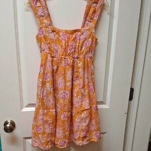 Old Navy Orange Dress with Pink Floral Accents Size XS